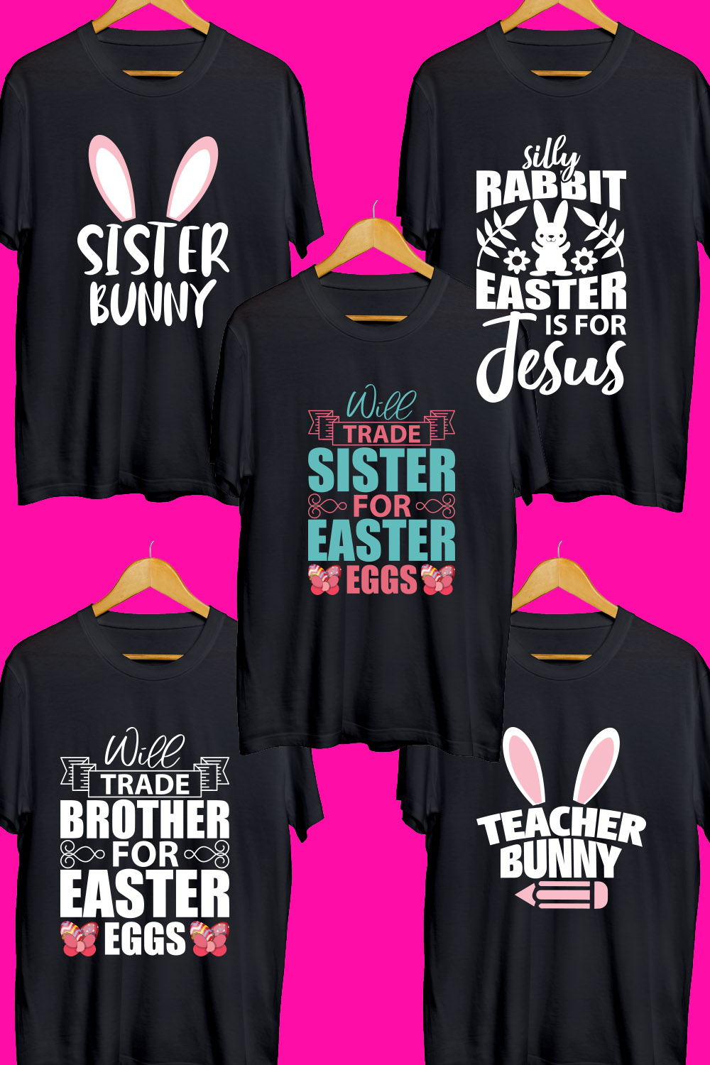 Easter SVG T Shirt Designs Bundle pinterest preview image.