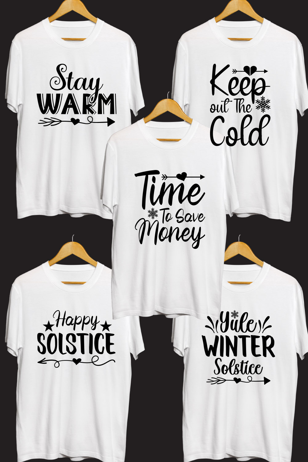 Winter SVG T Shirt Designs Bundle pinterest preview image.