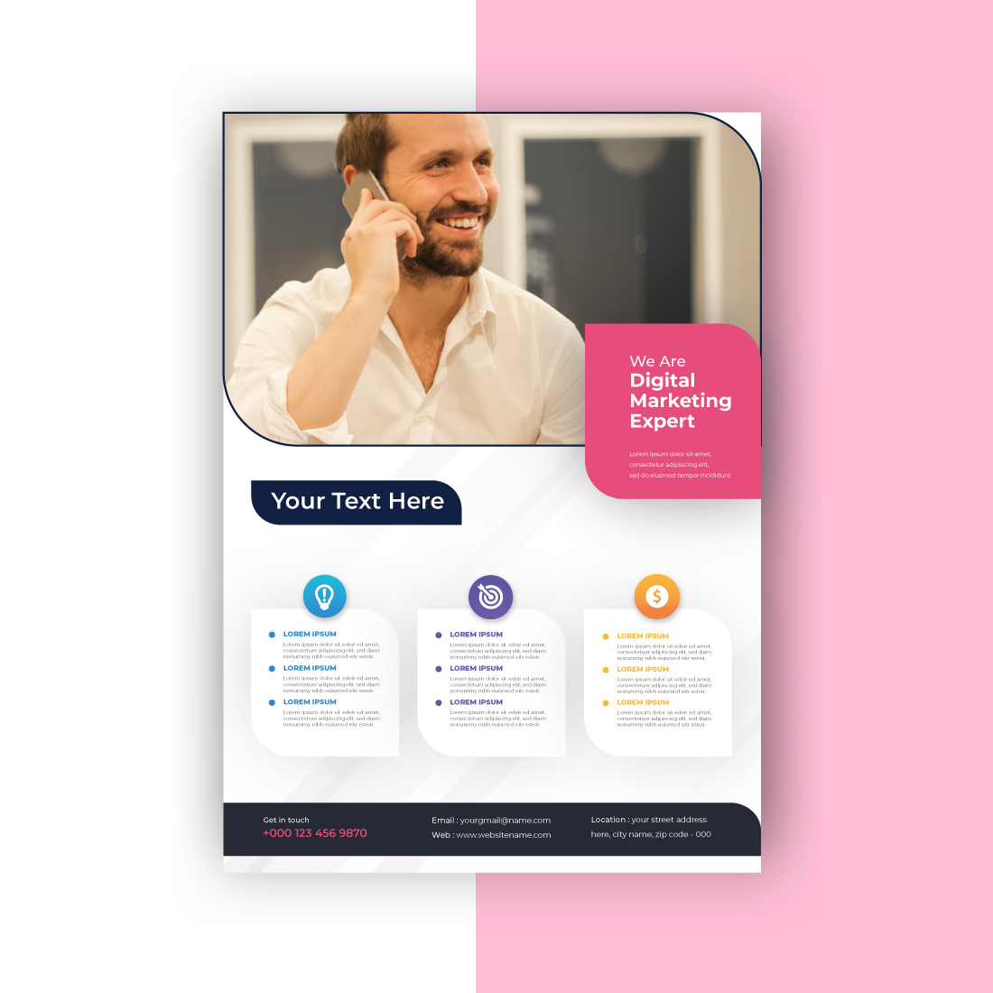 Digital marketing agency modern business flyer design vector template preview image.