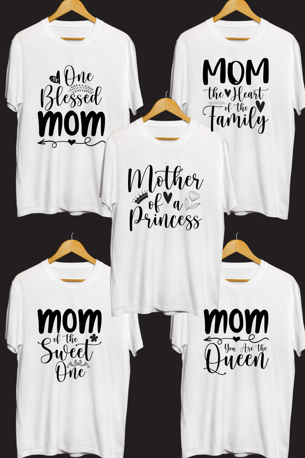 Mother's Day SVG T Shirt Designs Bundle pinterest preview image.