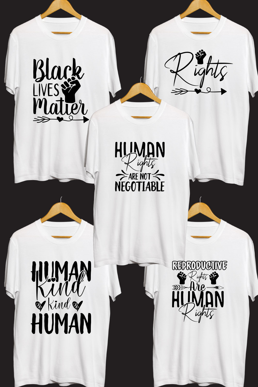 Human Right SVG T Shirt Designs Bundle pinterest preview image.