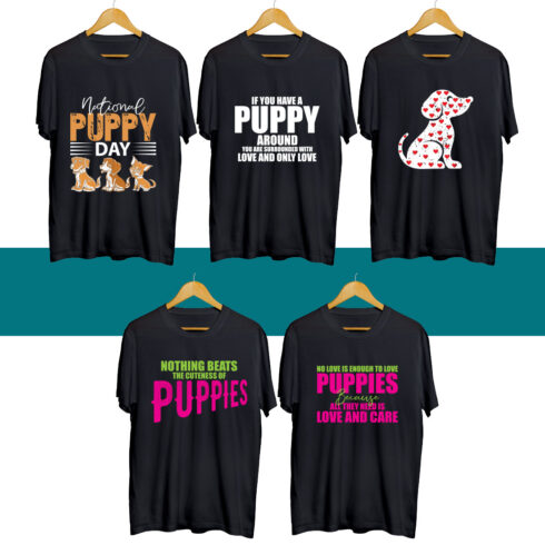 Puppy Day SVG T Shirt Designs Bundle cover image.