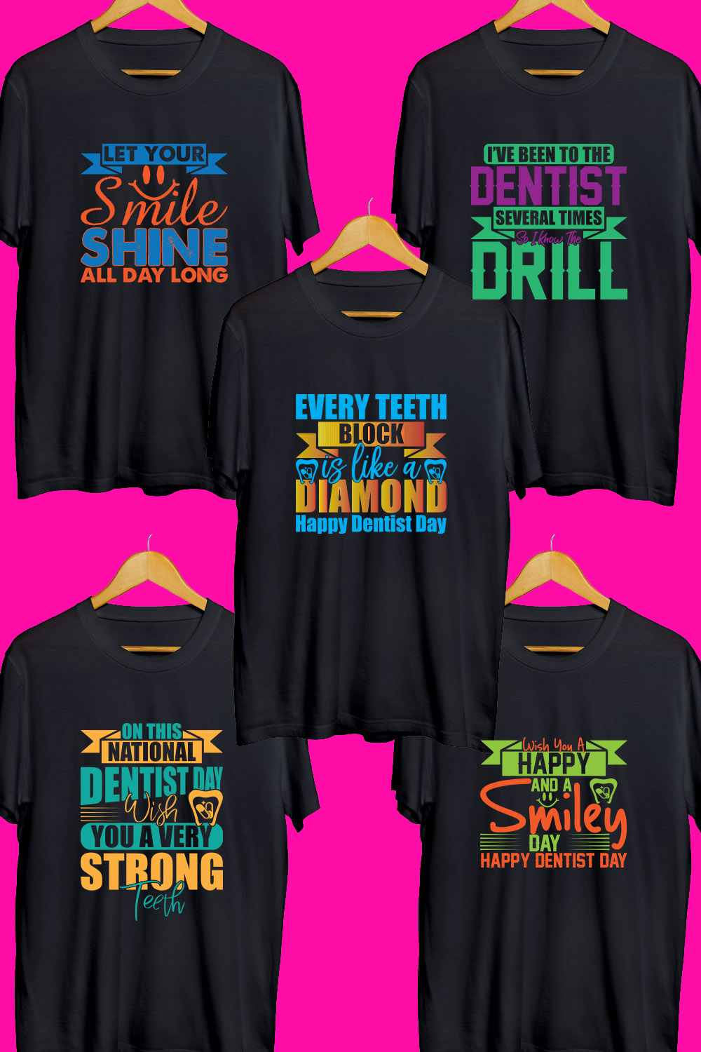 Dentist SVG T Shirt Designs Bundle pinterest preview image.