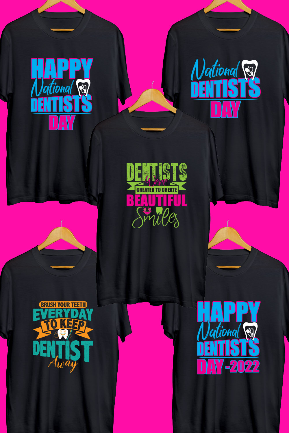 Dentist SVG T Shirt Designs Bundle pinterest preview image.