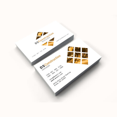 Construction business card design cover image.