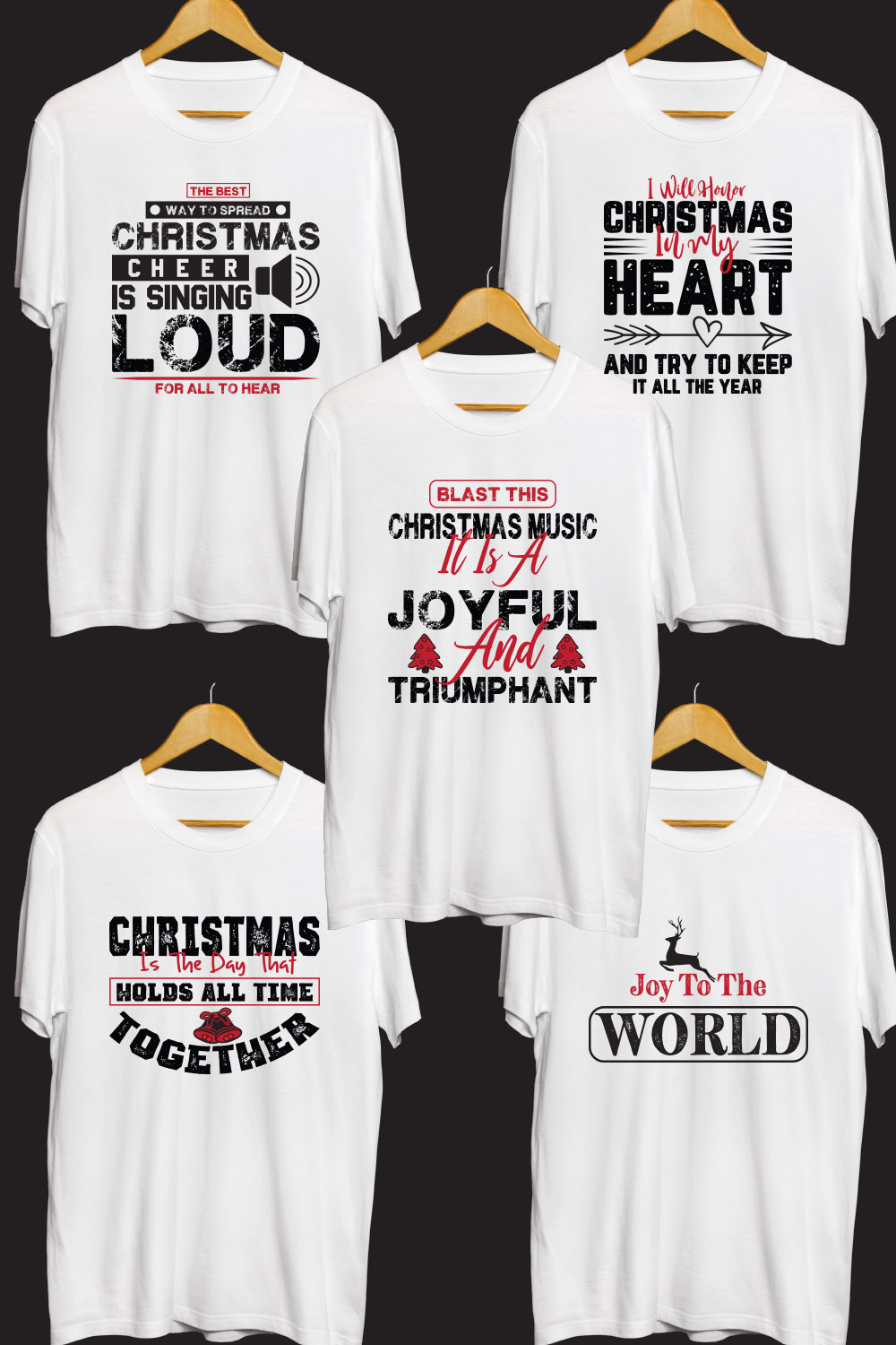 Christmas T Shirt Designs Bundle pinterest preview image.