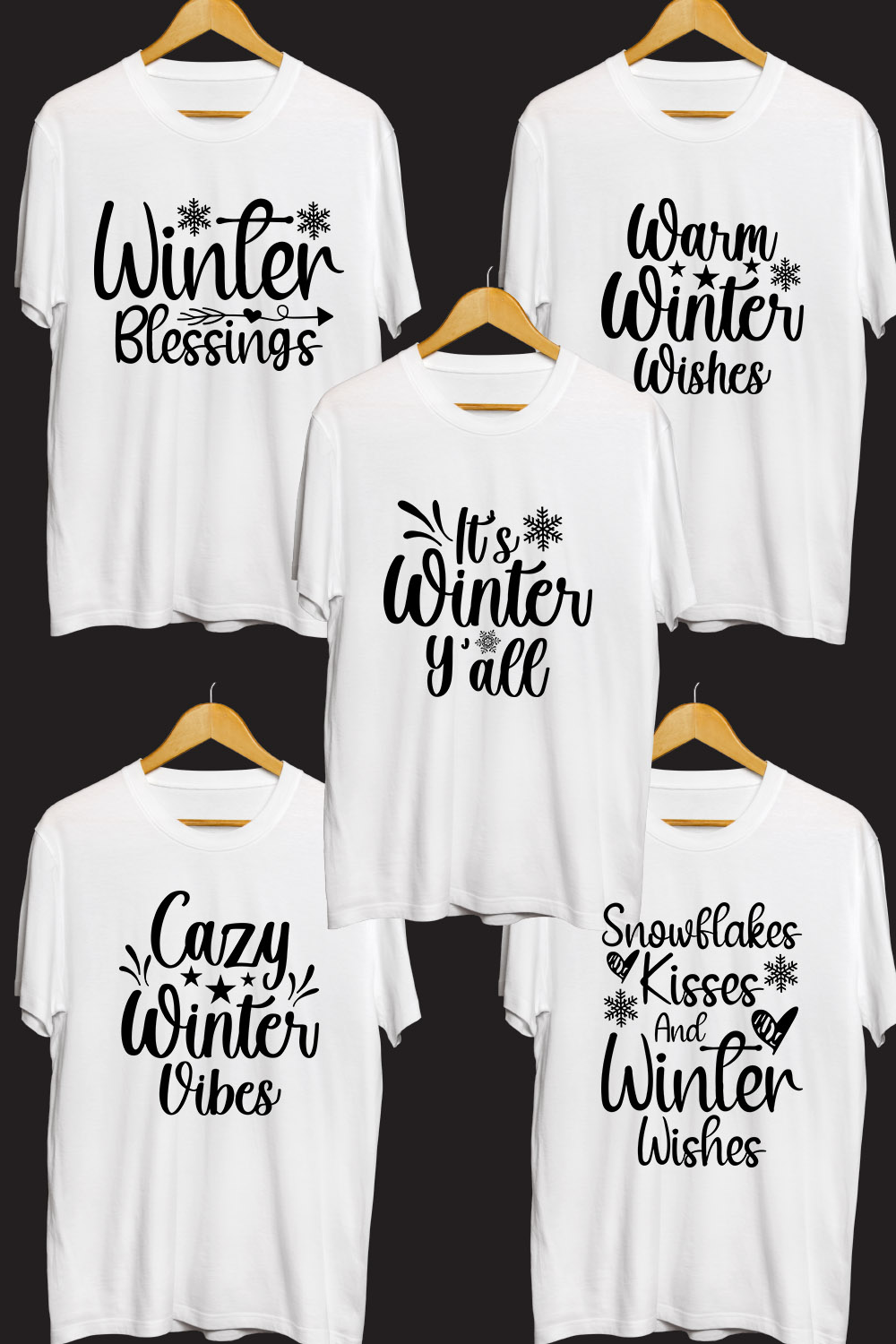 Winter SVG T Shirt Designs Bundle pinterest preview image.