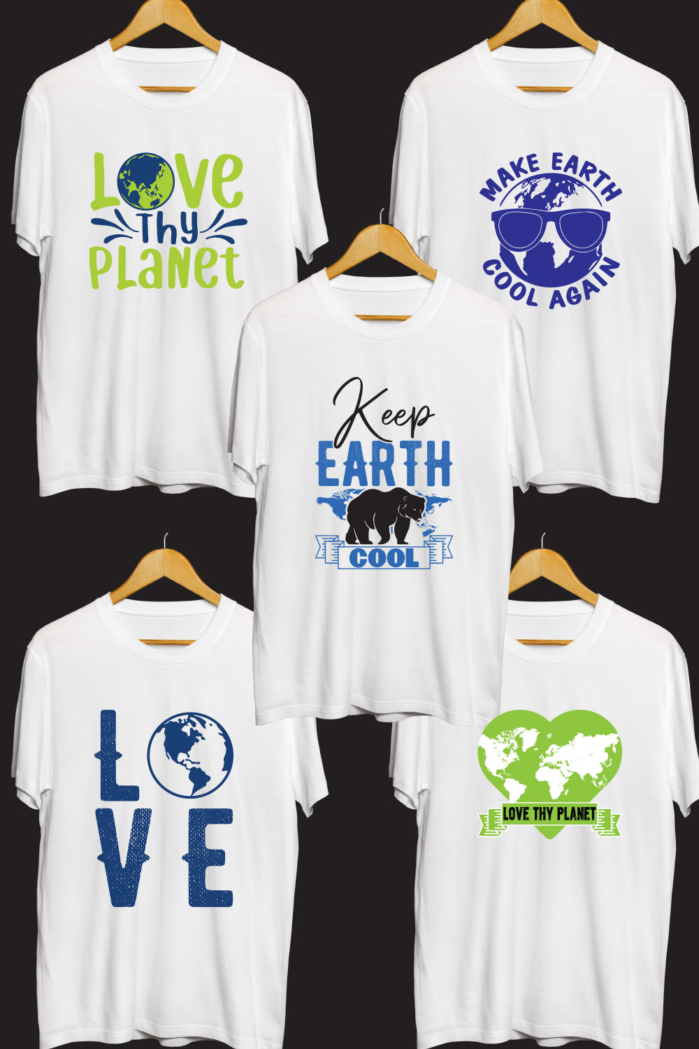 Earth Day SVG T Shirt Designs Bundle pinterest preview image.