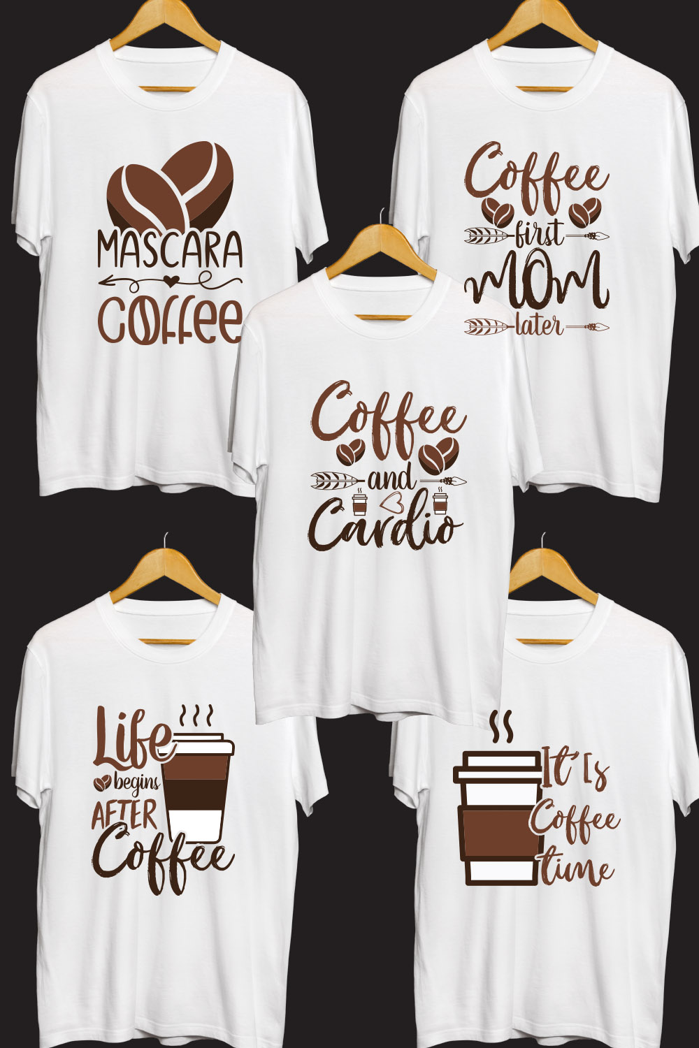 Coffee SVG t Shirt Designs Bundle pinterest preview image.