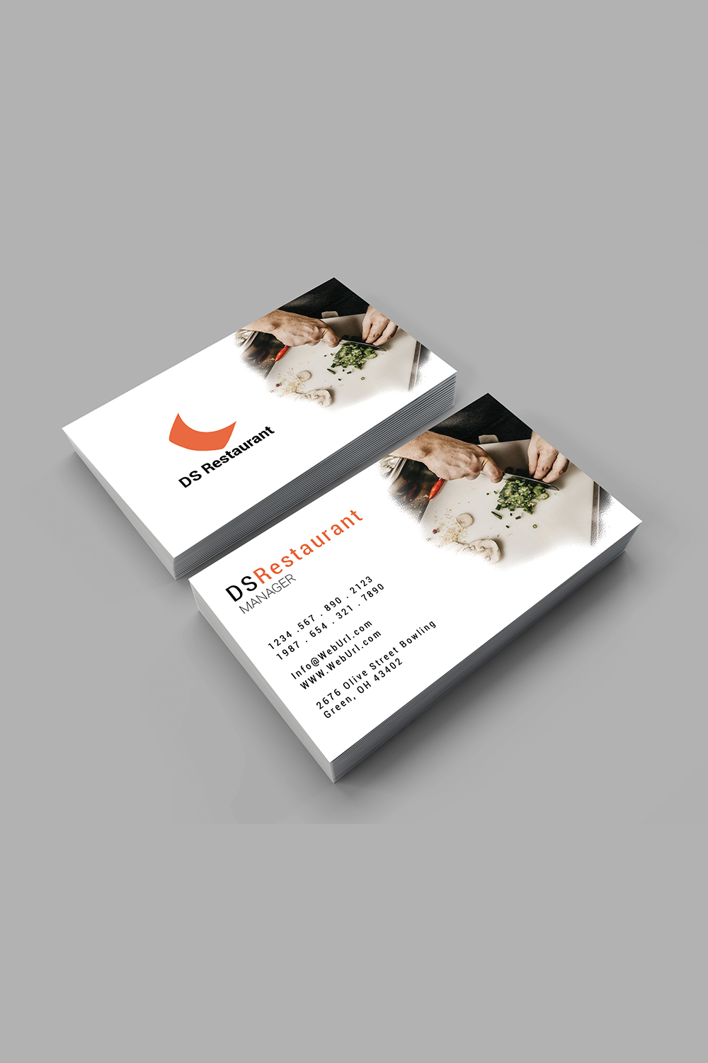 Restautrant business card design pinterest preview image.