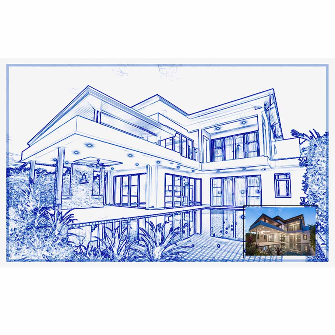 Architecture Sketch photoshop Action preview image.