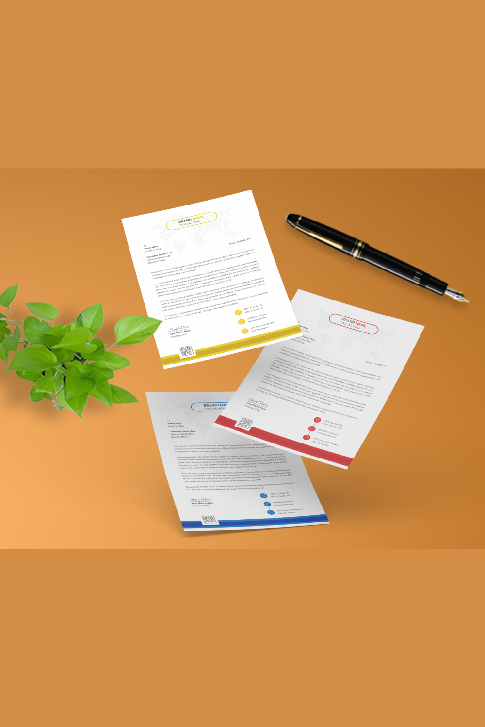 Modern company letterhead pinterest preview image.