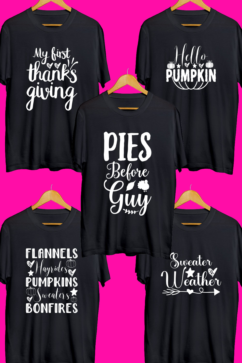 Thanksgiving SVG T Shirt Designs Bundle pinterest preview image.