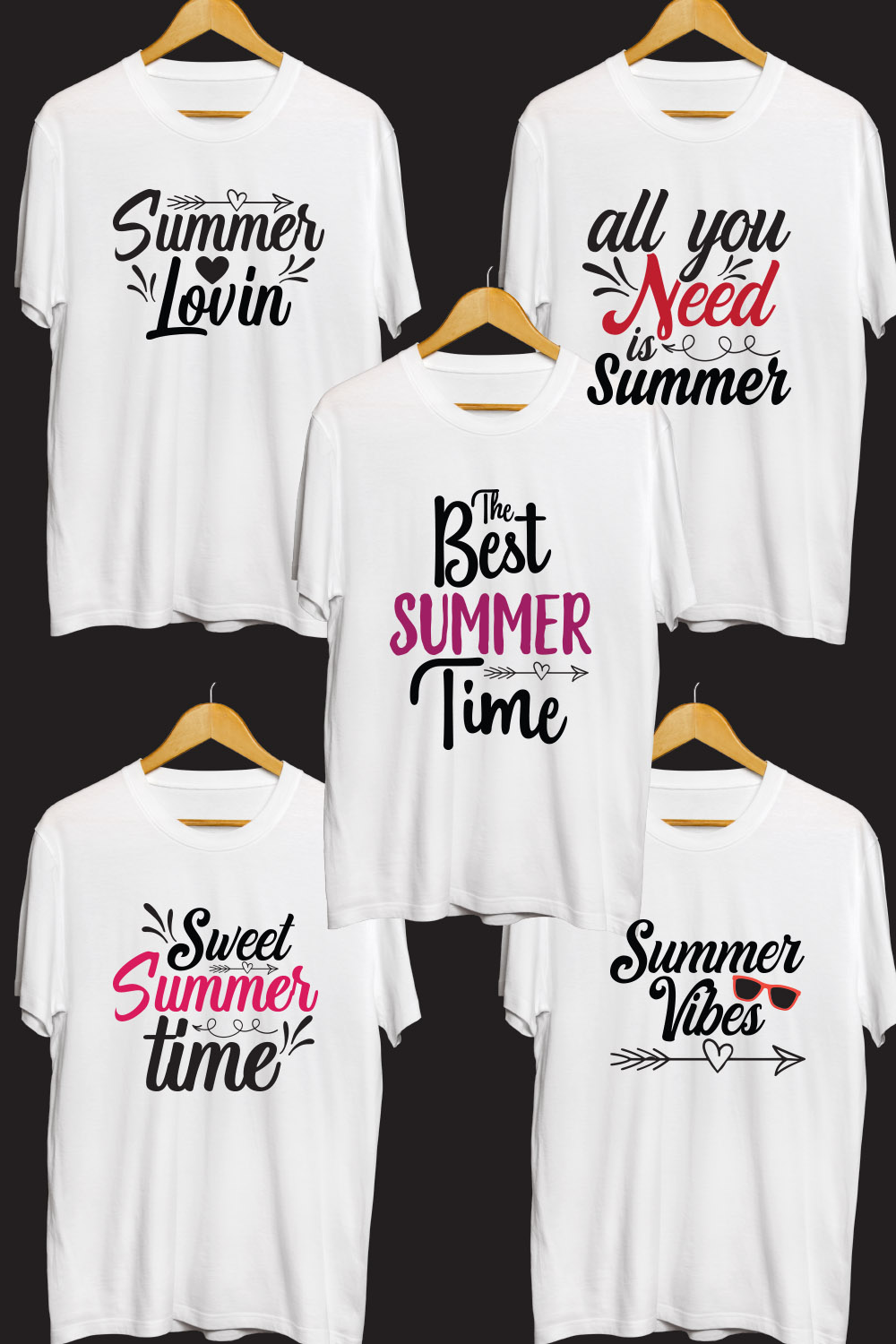 Summer SVG T Shirt Designs Bundle pinterest preview image.