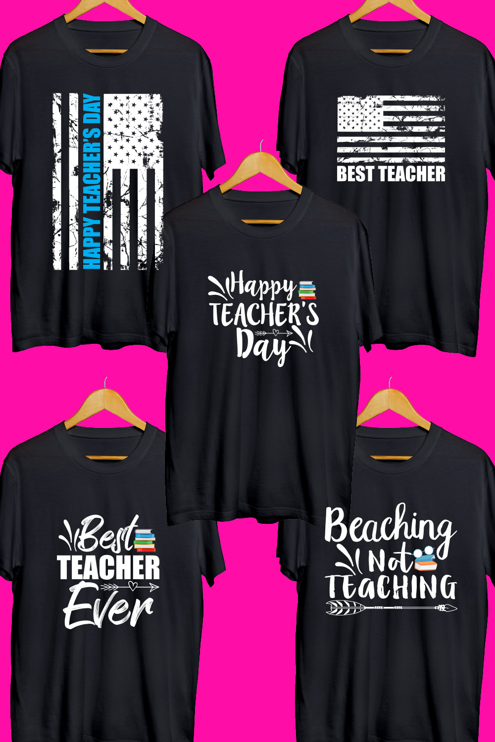 Teacher's Day SVG T Shirt Designs Bundle pinterest preview image.