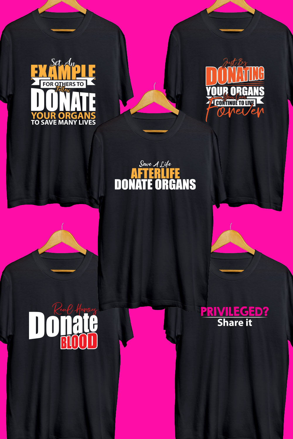 Donor Day SVG T Shirt Designs Bundle pinterest preview image.