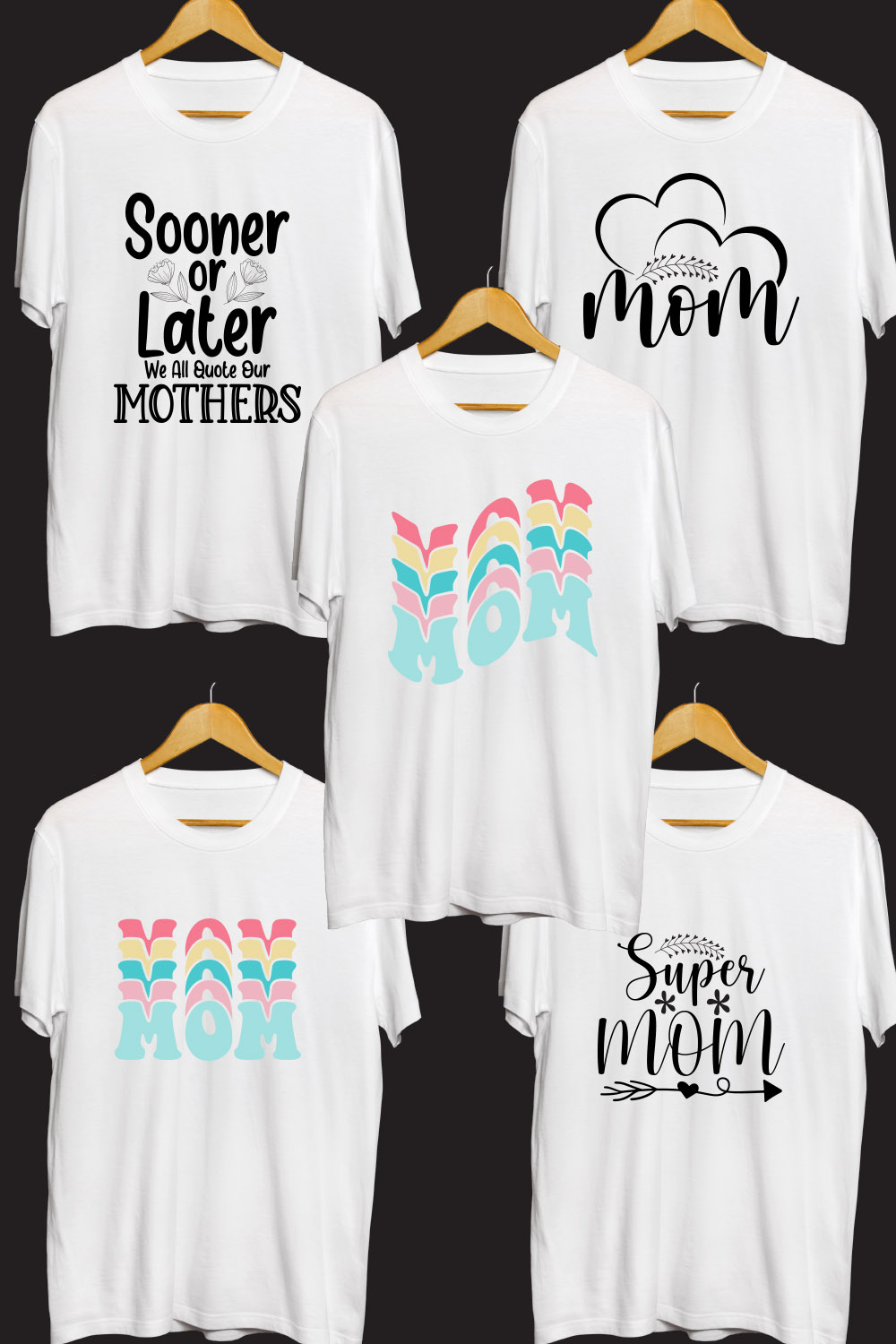 Mother's Day SVG T Shirt Designs Bundle pinterest preview image.