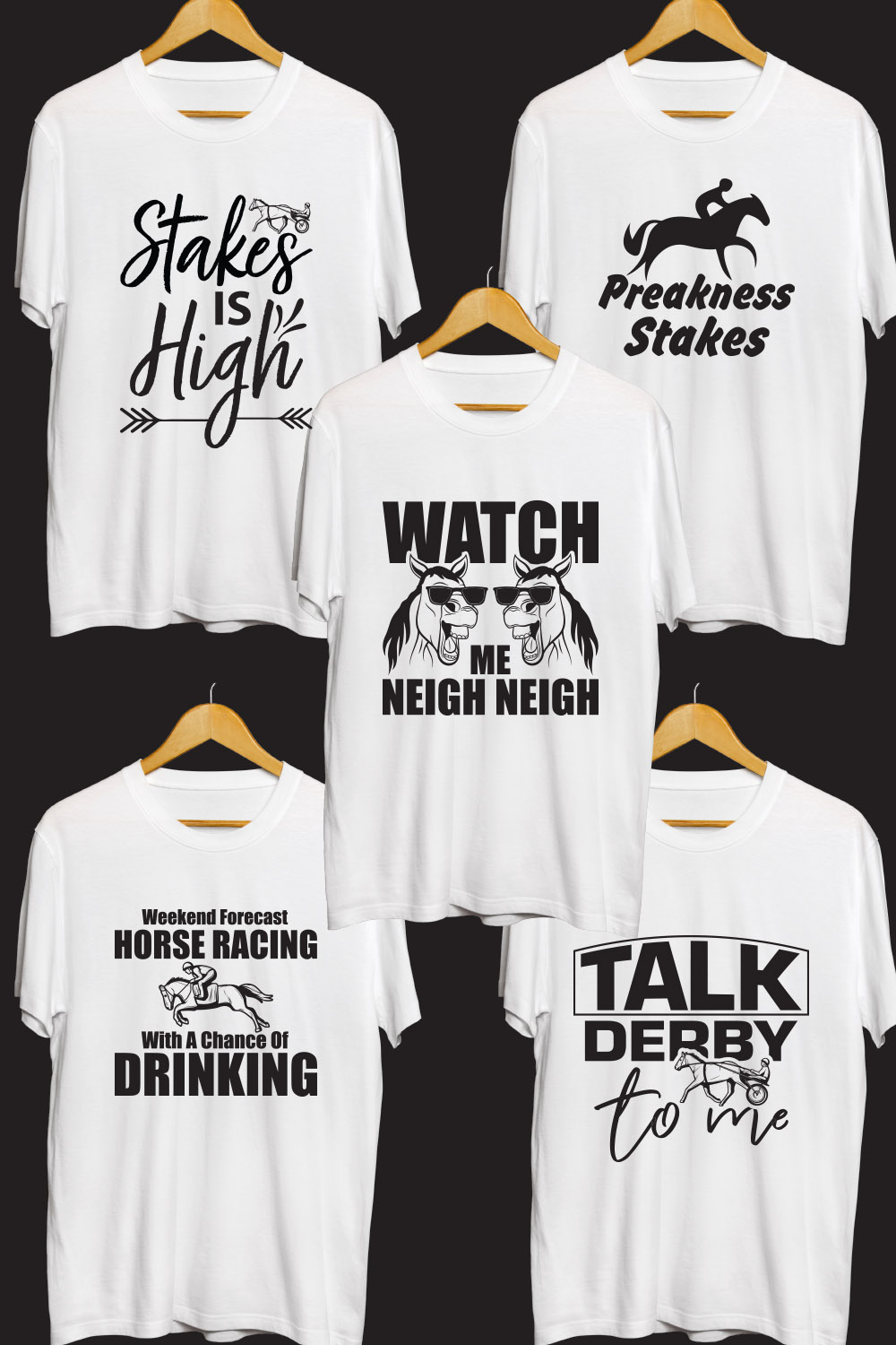 Preakness Stakes SVG T Shirt Designs Bundle pinterest preview image.