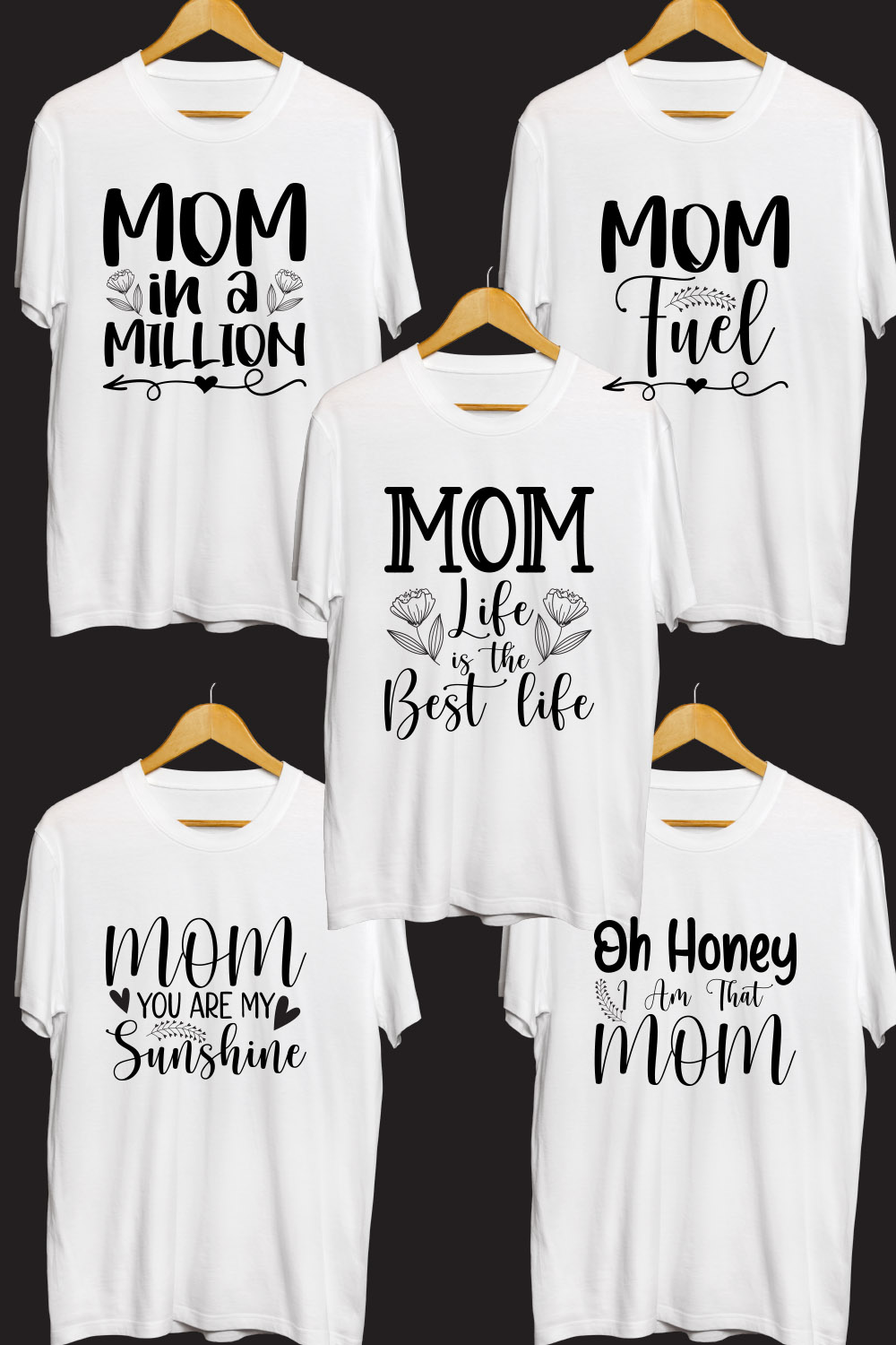 Mother's Day SVG T Shirt Designs Bundle pinterest preview image.