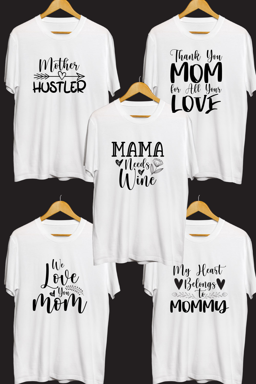 Mother's Day SVG T Shirt Designs Bundle pinterest preview image.