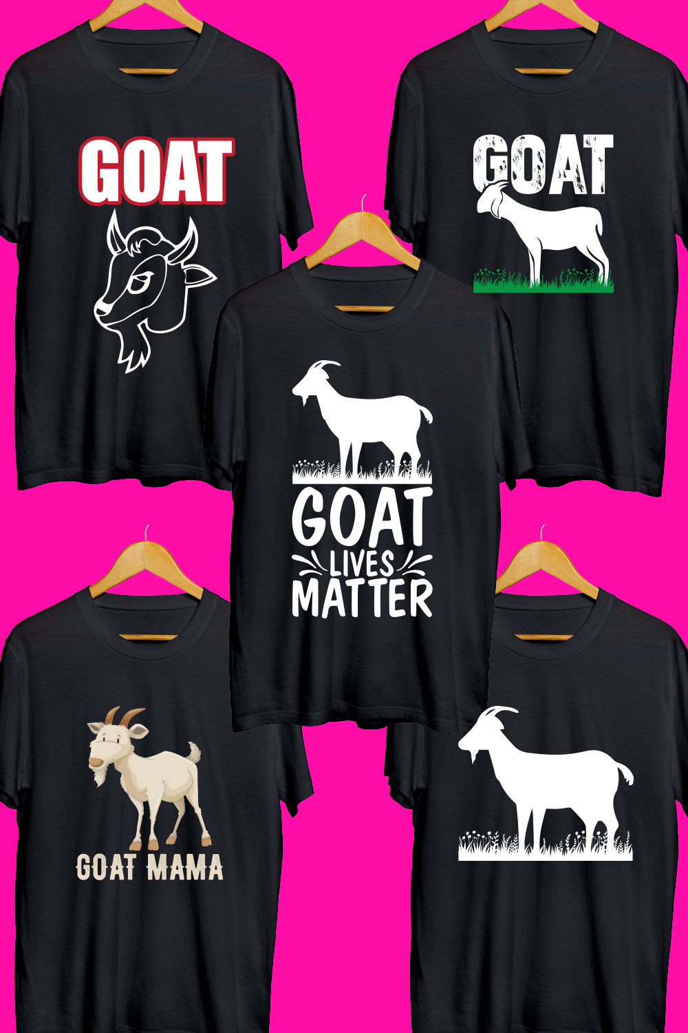 Goat SVG T Shirt Designs Bundle pinterest preview image.