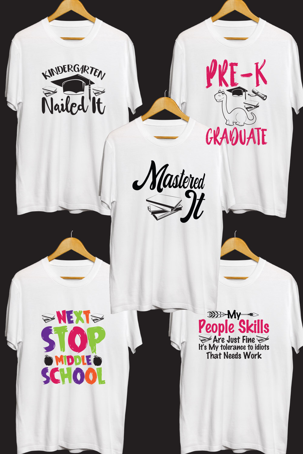 Graduation SVG T Shirt Designs Bundle pinterest preview image.