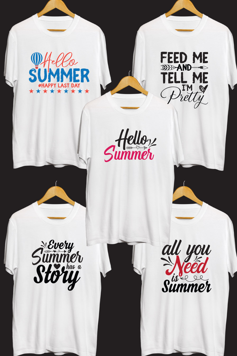 Summer SVG T Shirt Designs Bundle pinterest preview image.
