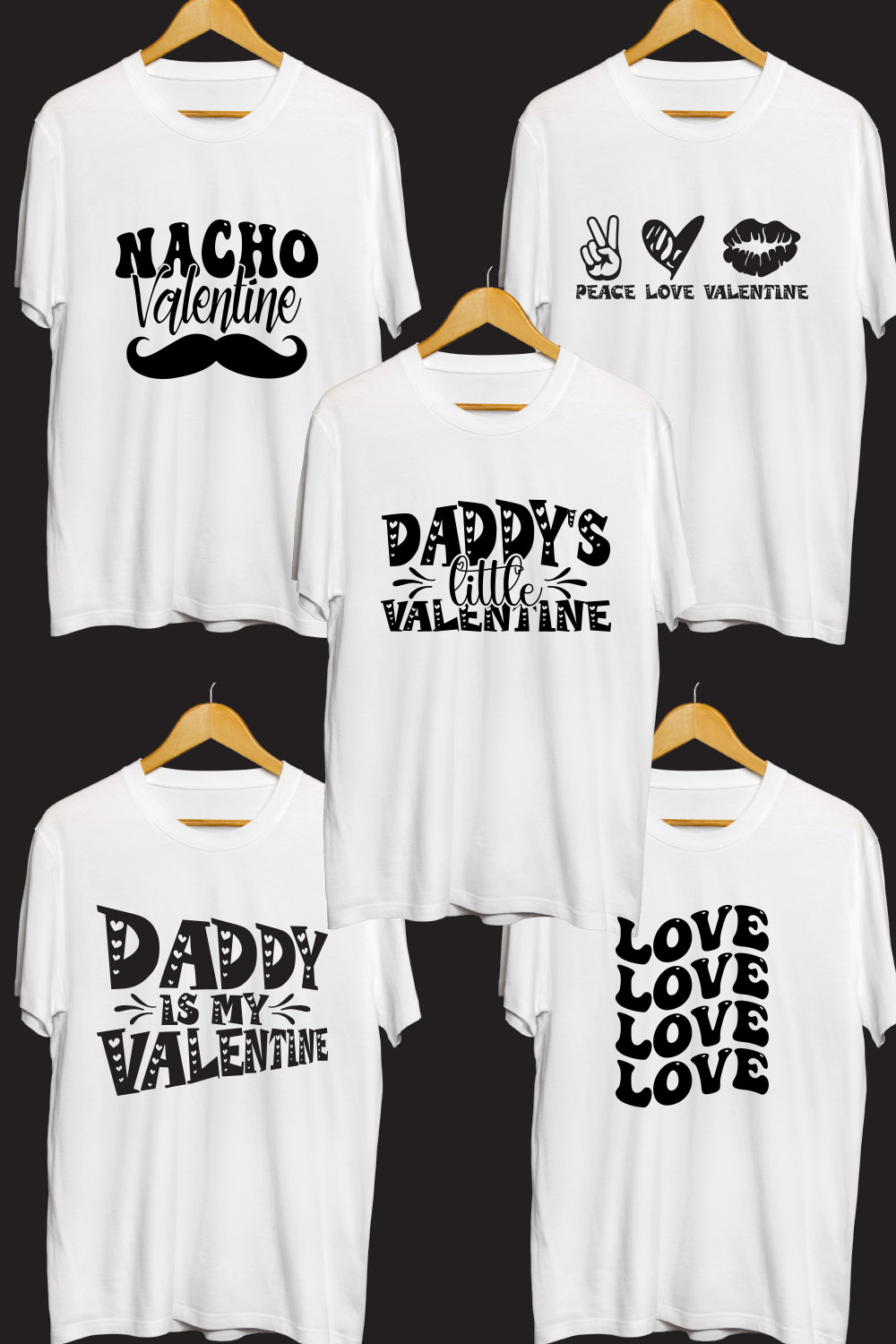 Valentine's Day T Shirt Designs Bundle pinterest preview image.
