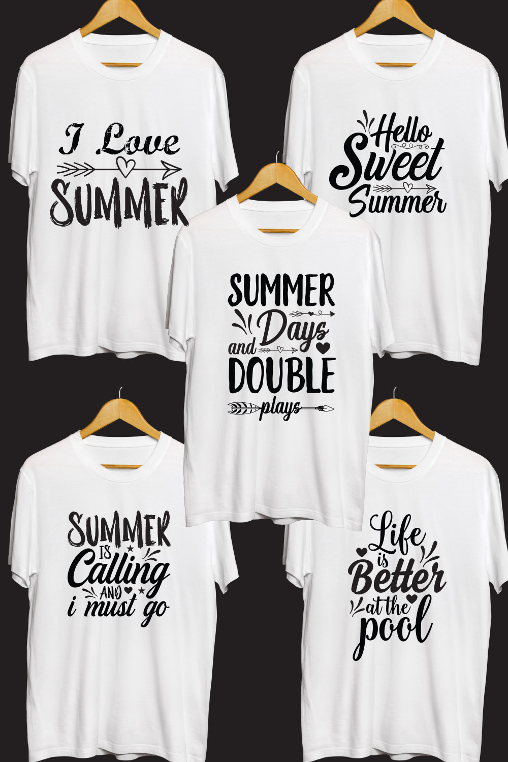 Summer SVG T Shirt Designs Bundle pinterest preview image.