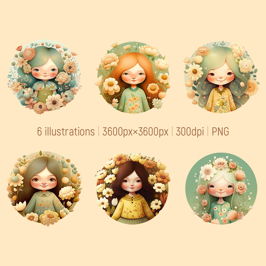 Watercolor Floral Girls preview image.
