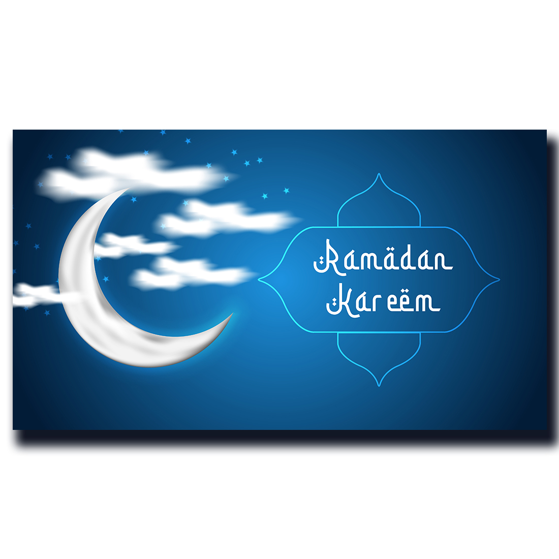 Ramadan kareem greetings banner design with night sky preview image.
