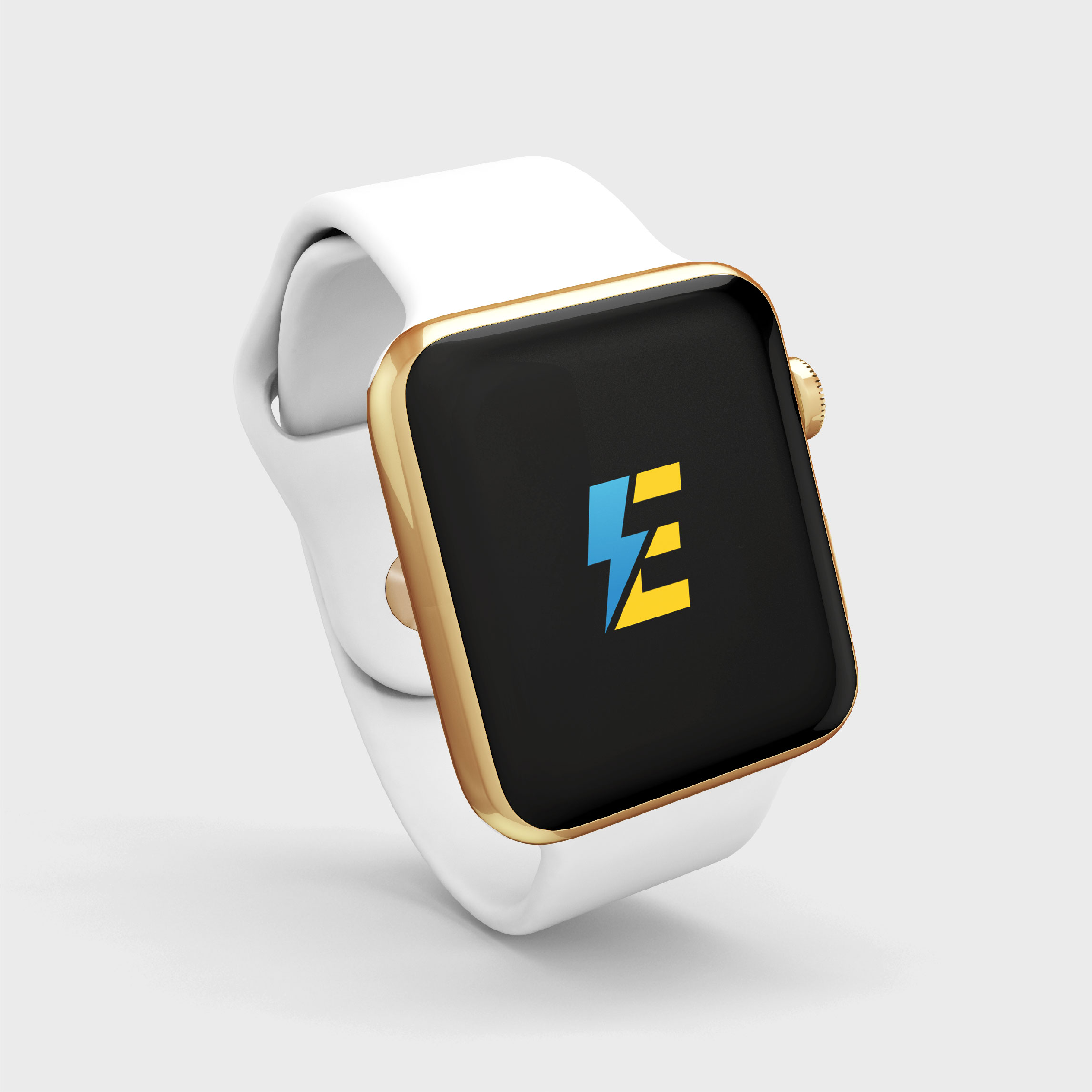 Smart watch with a logo on it.