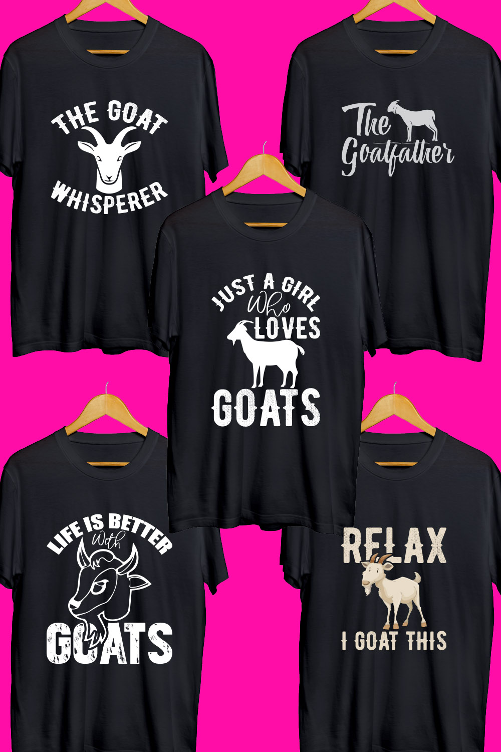 Goat SVG T Shirt Designs Bundle pinterest preview image.