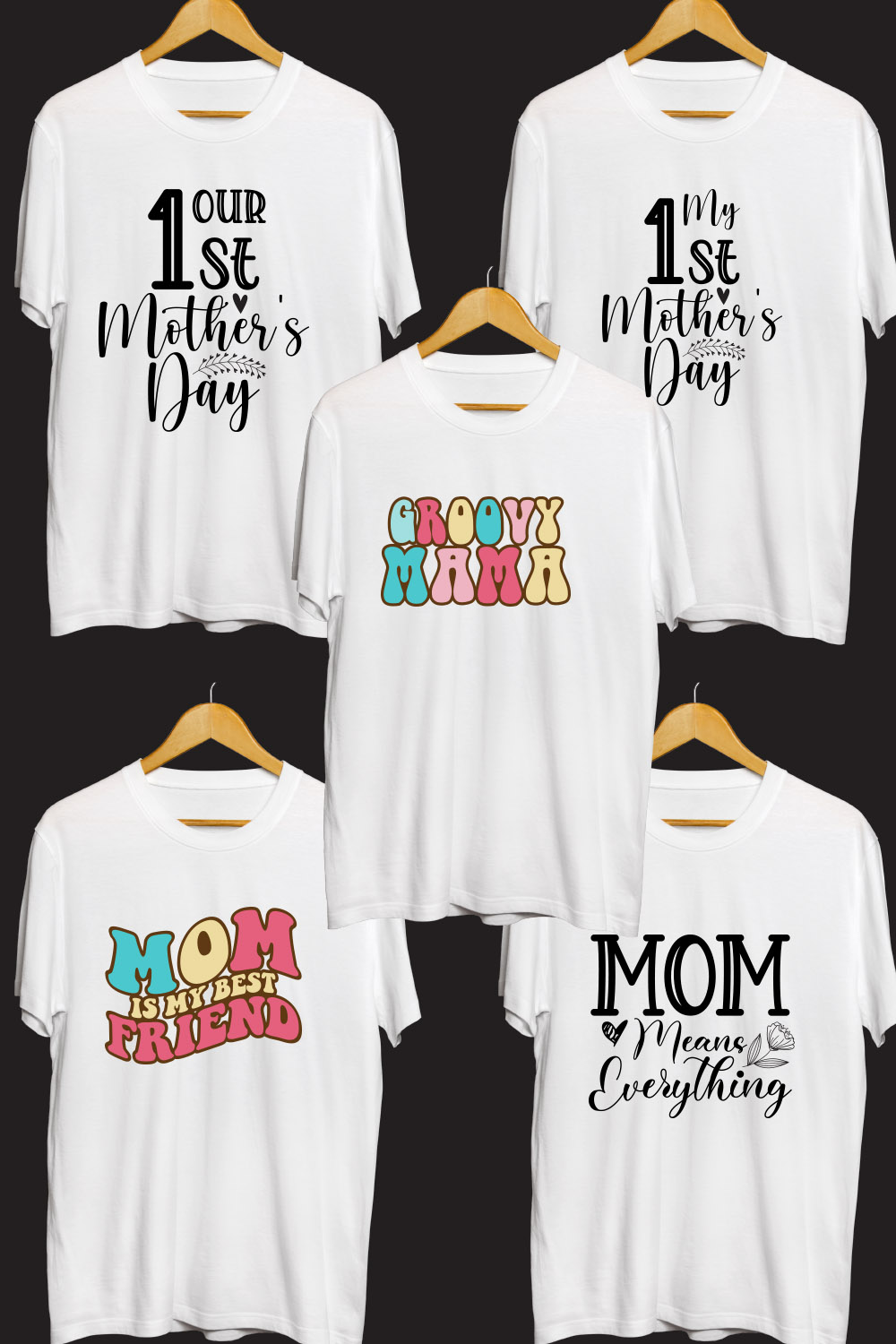 Mother's Day SVG T Shirt Designs Bundle pinterest preview image.