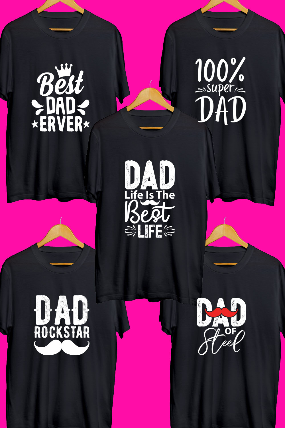 Father's Day SVG T Shirt Designs Bundle pinterest preview image.