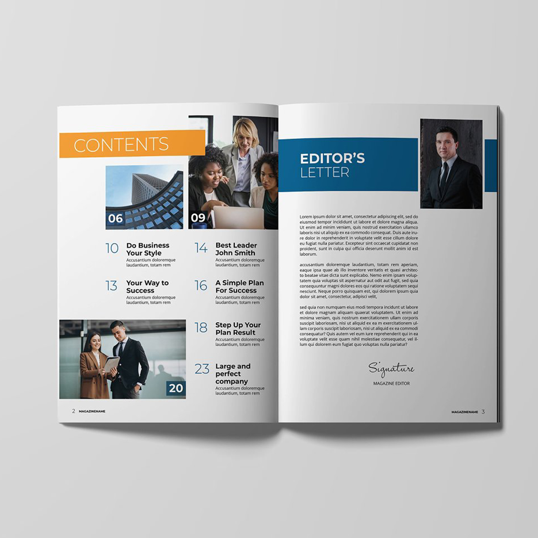 Business Magazine Template Indesign preview image.