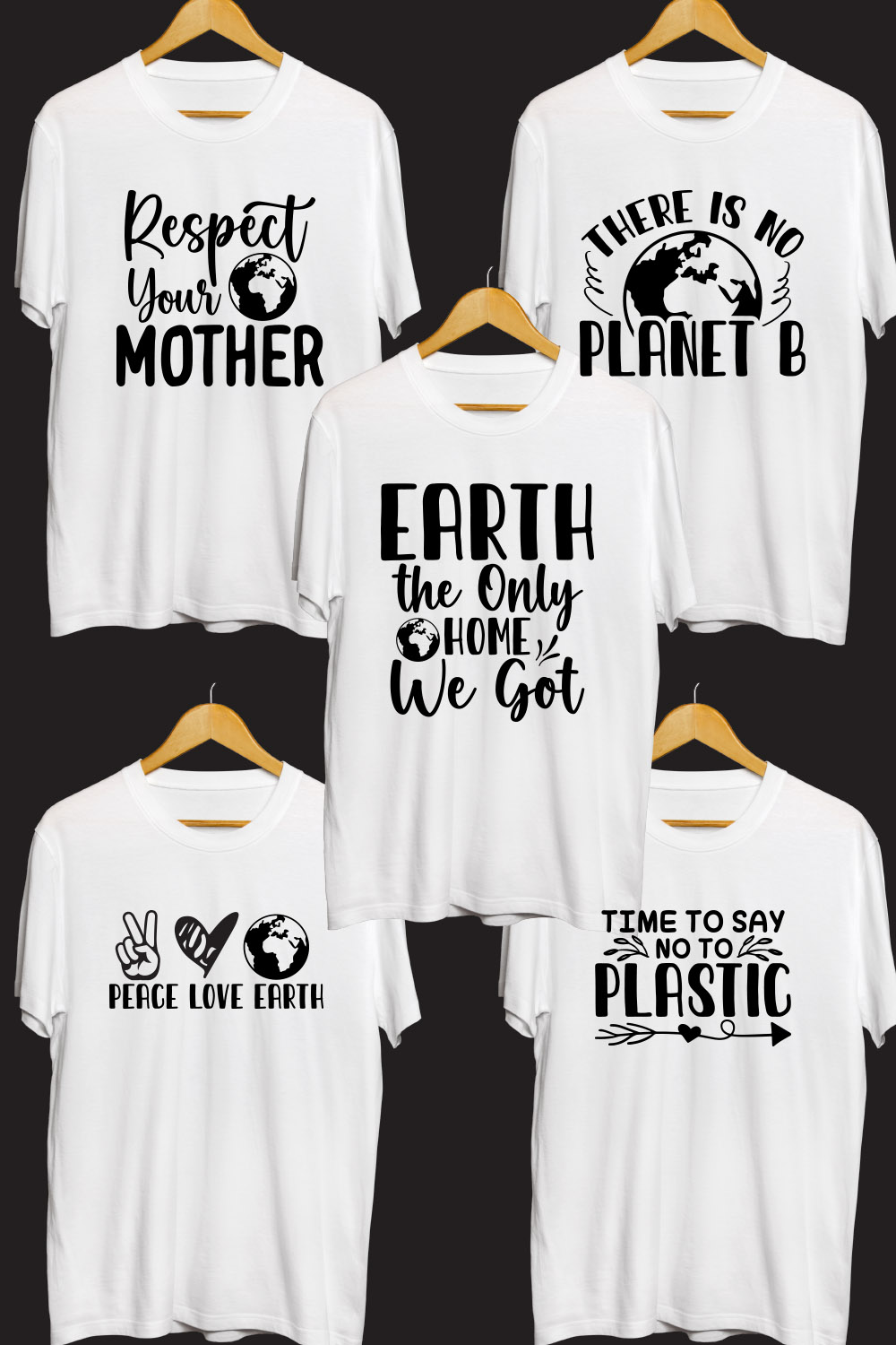 Earth Day SVG T Shirt Designs Bundle pinterest preview image.