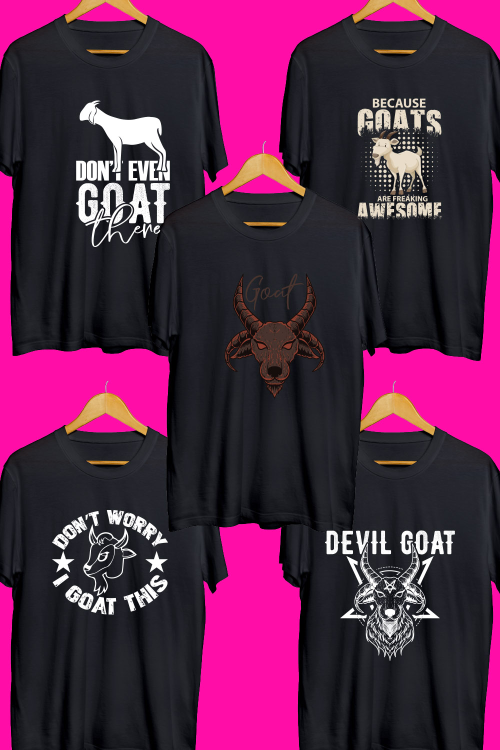 Goat SVG T Shirt Designs Bundle pinterest preview image.