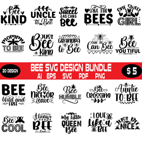 Bee Svg Design Bundle cover image.