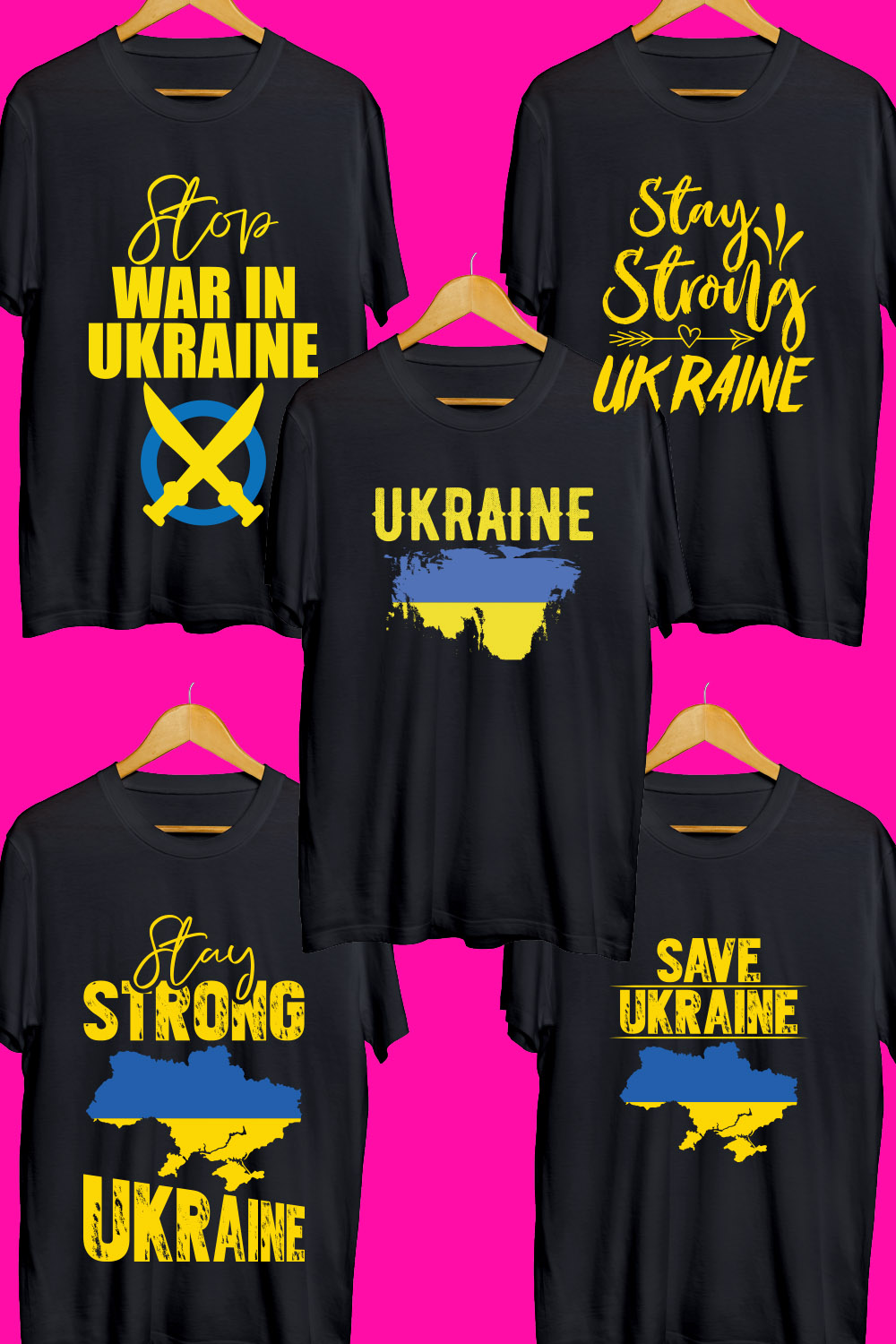Ukraine SVG T Shirt Designs Bundle pinterest preview image.