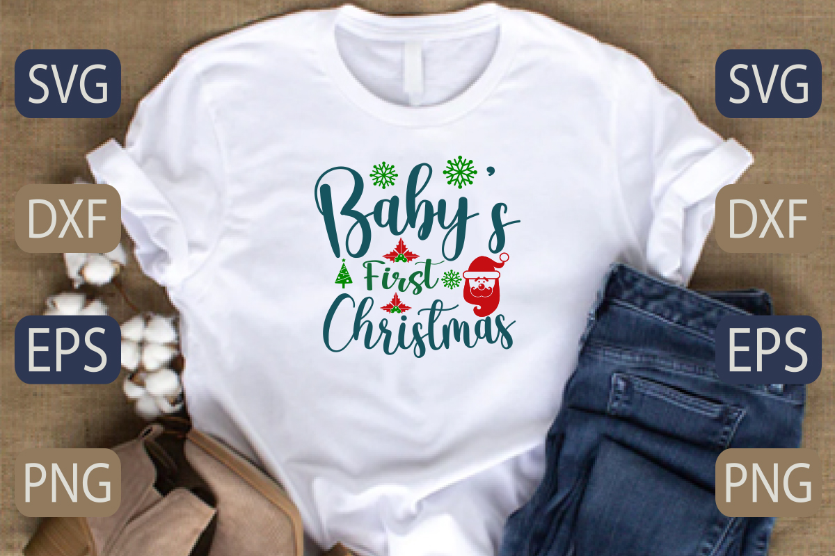 Baby's first christmas t - shirt with the words baby's first.