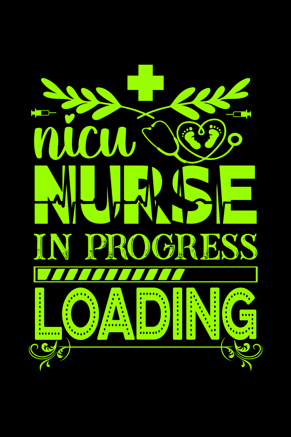 NICU Nurse in progress loading T-shirt design pinterest preview image.