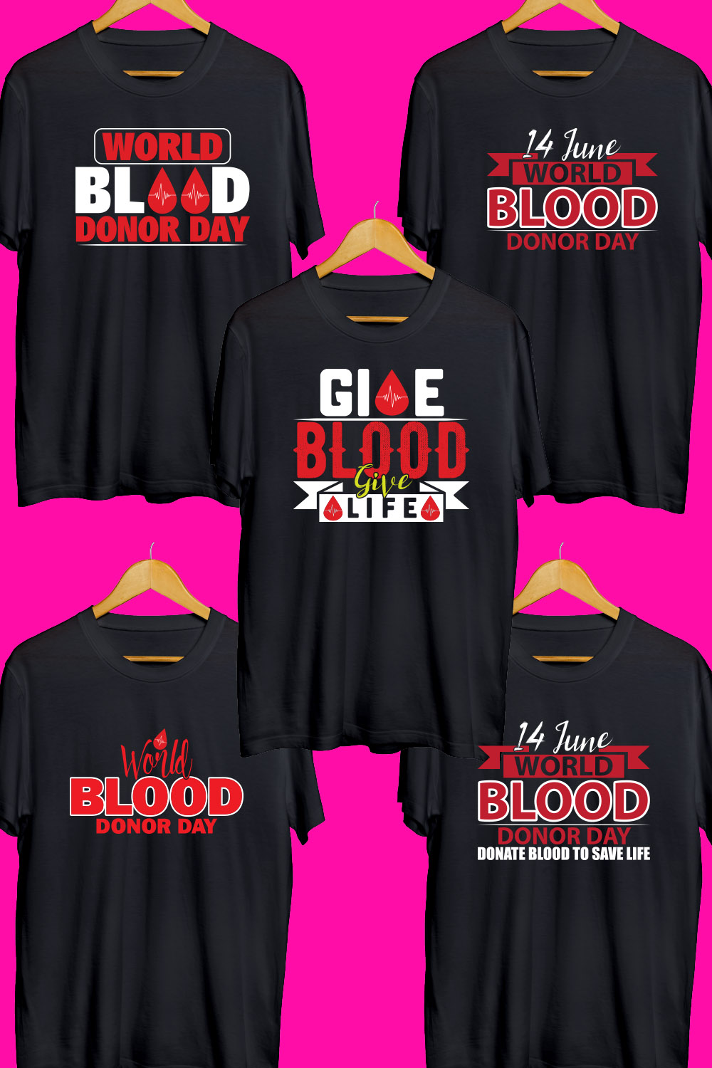 Blood Donor SVG T Shirt Designs Bundle pinterest preview image.