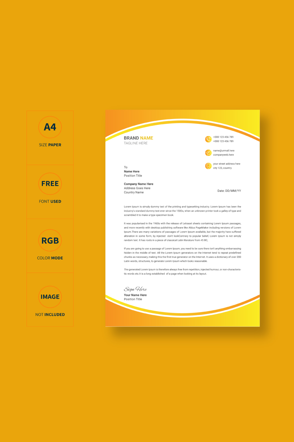 Modern company letterhead pinterest preview image.