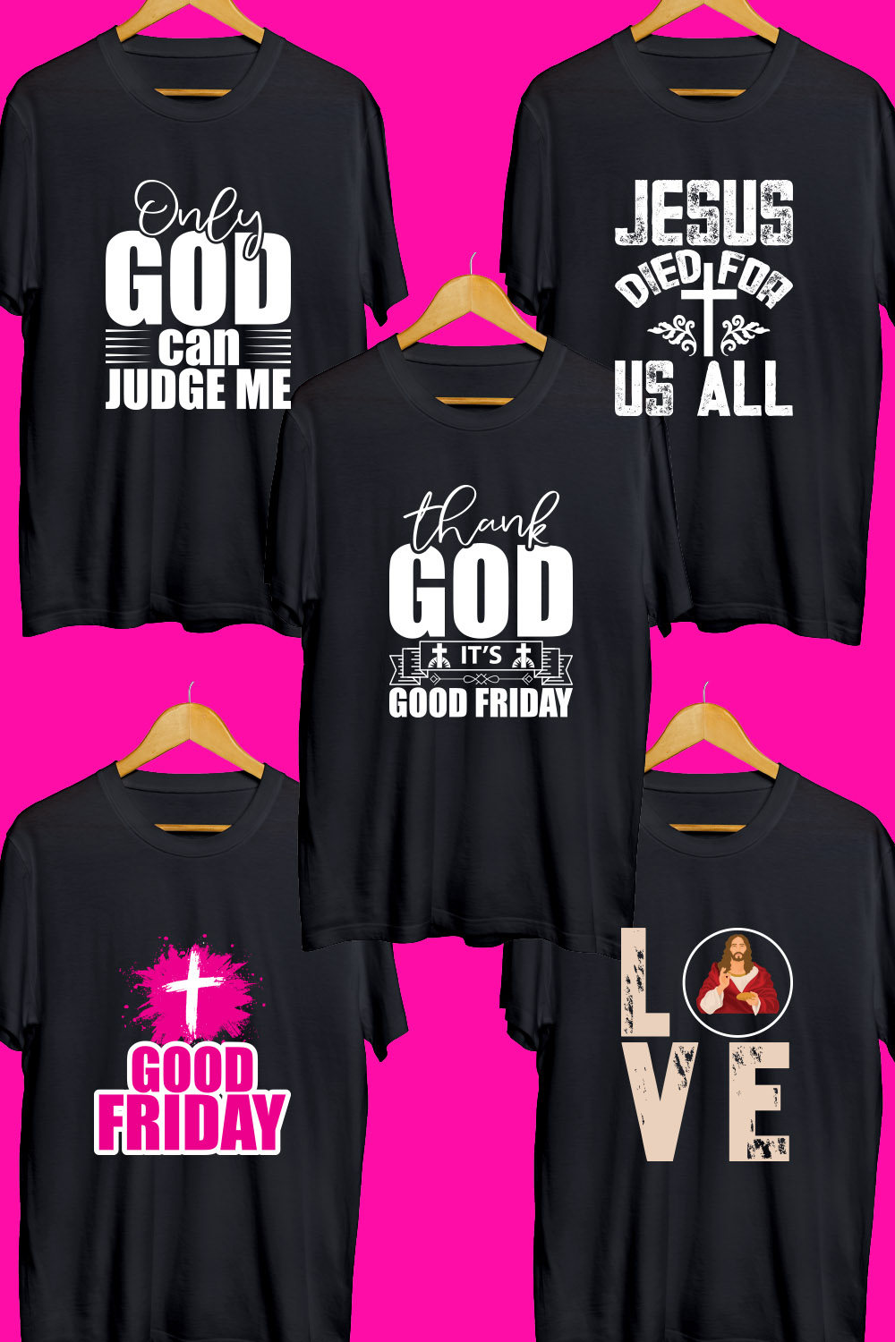 Good Friday SVG T Shirt Designs Bundle pinterest preview image.