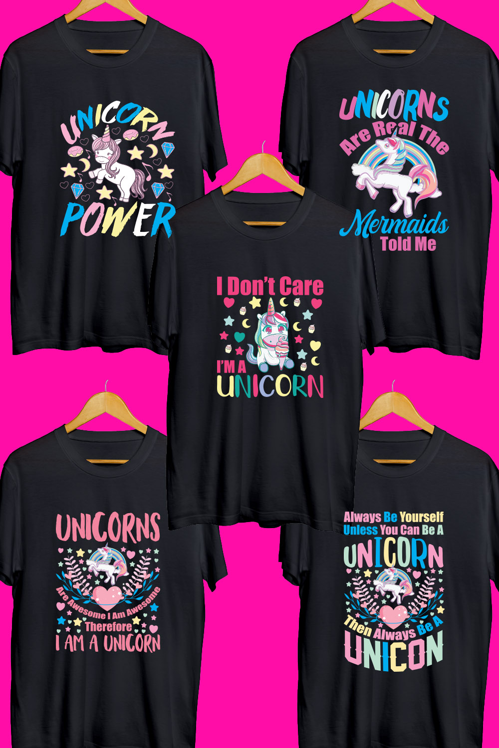 Unicorn T Shirt Designs Bundle pinterest preview image.