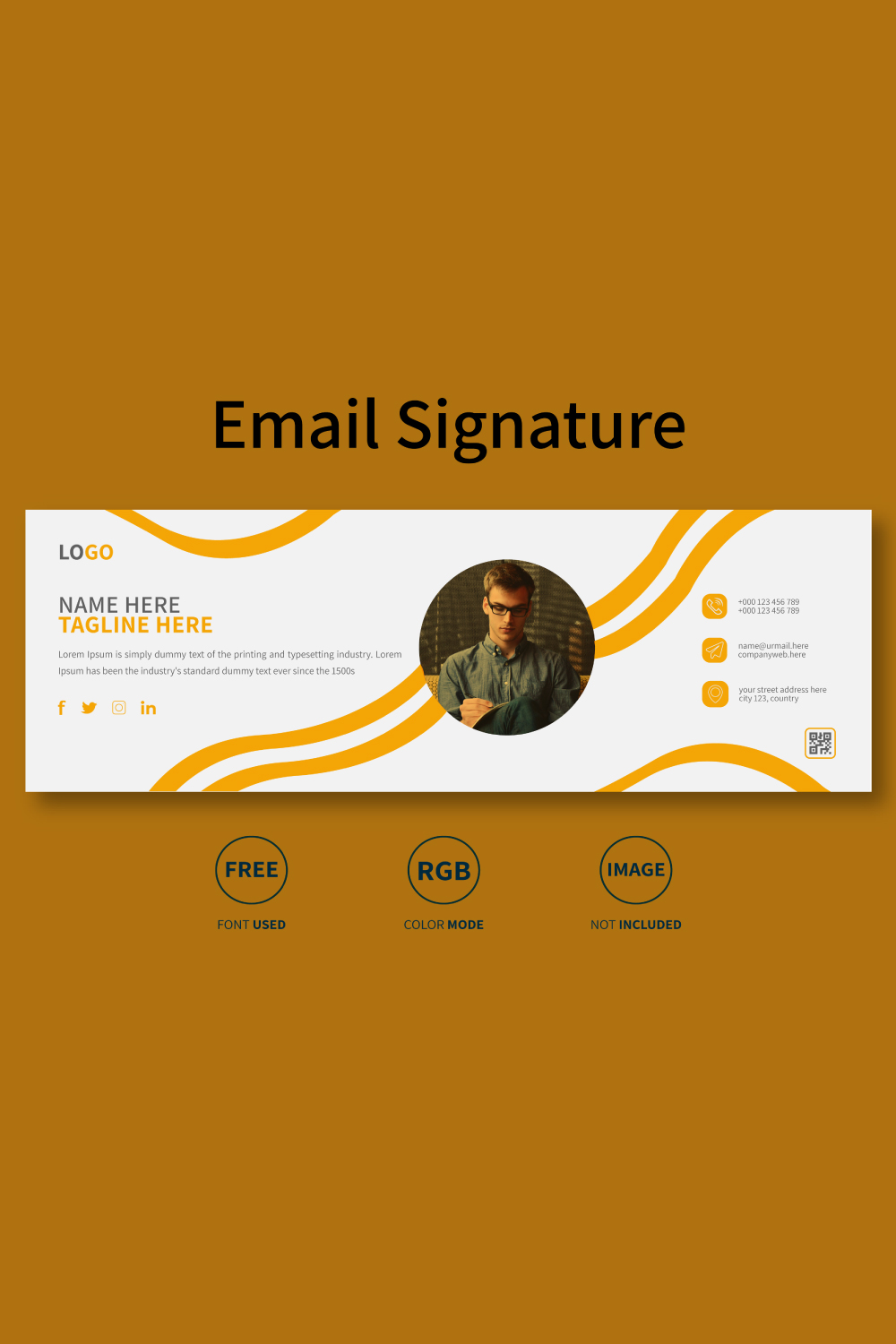 Email signature design or email footer design and personal Facebook cover design template pinterest preview image.