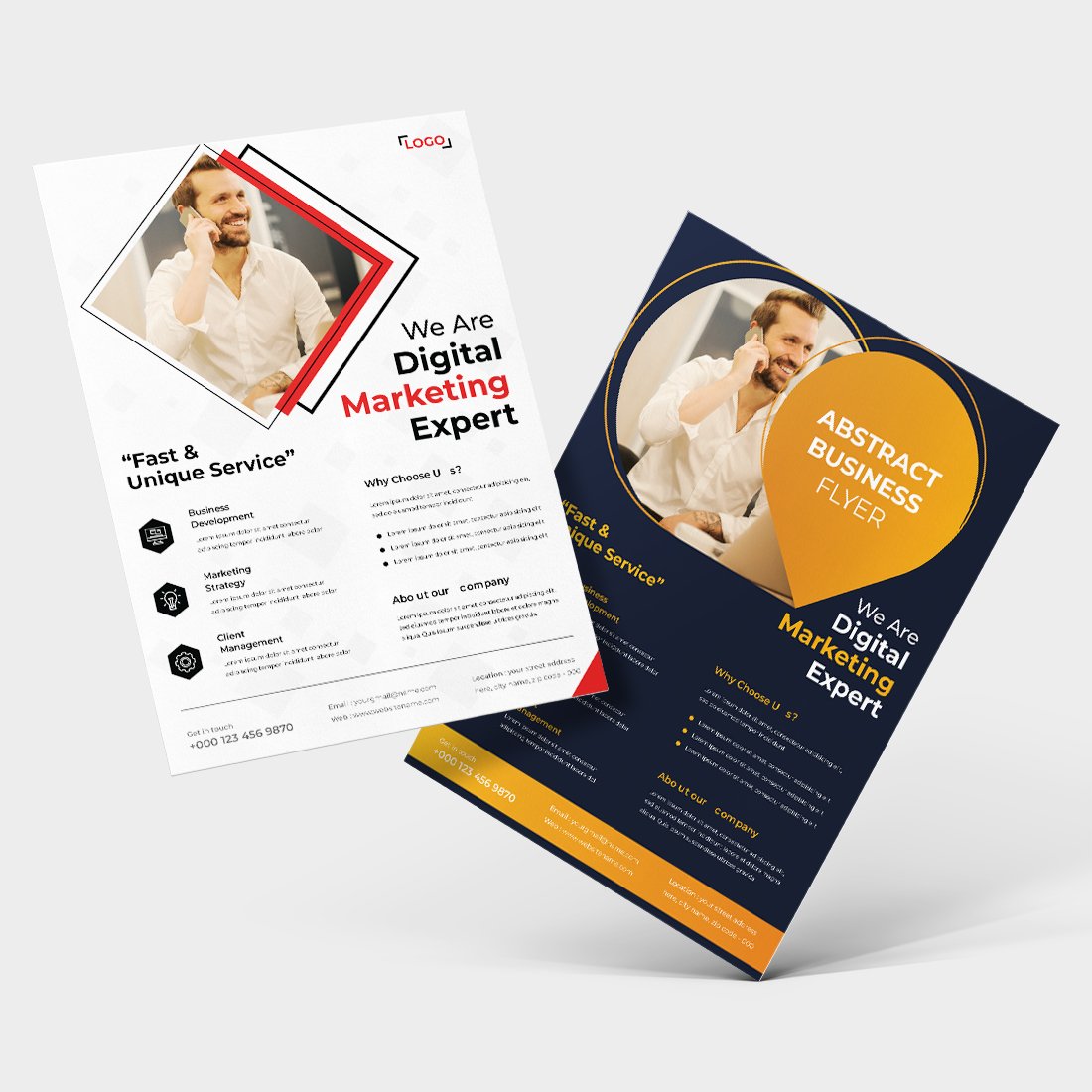 2 Bundles Digital marketing agency modern business flyer design vector template preview image.