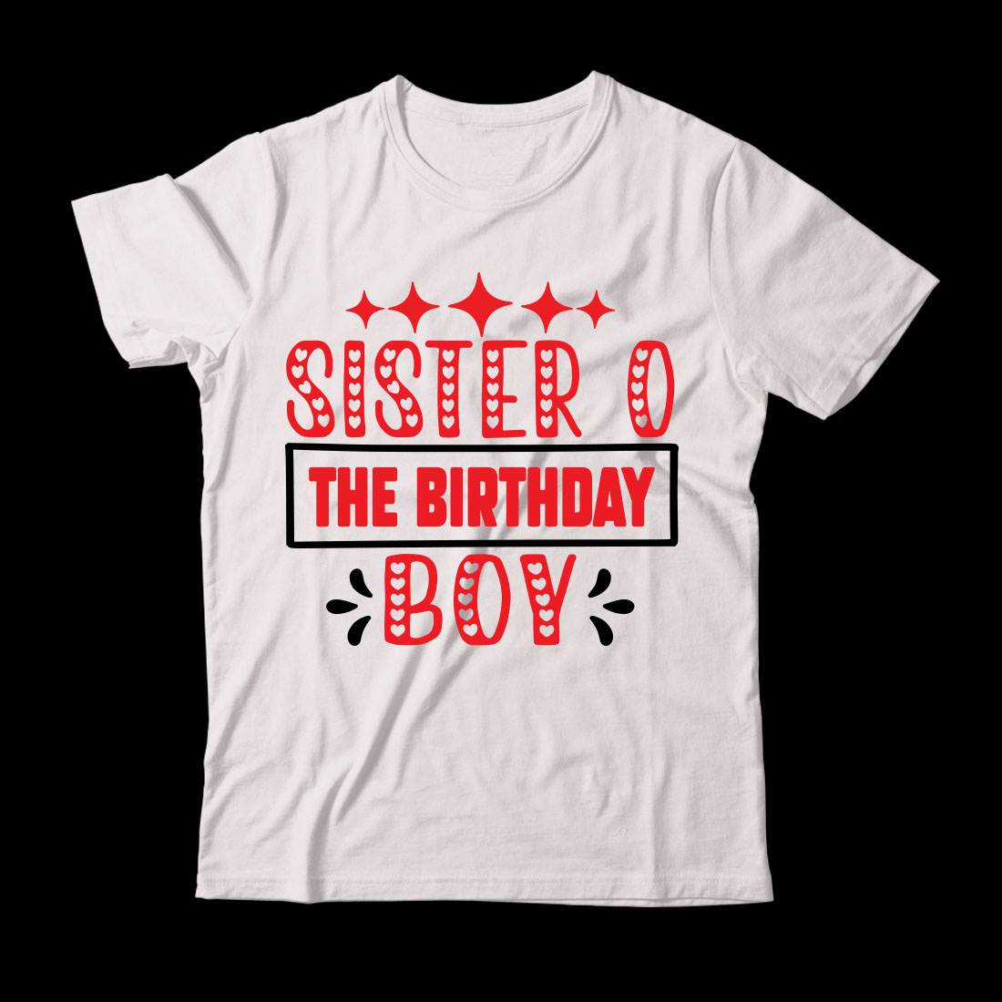 White shirt that says sister to the birthday boy.