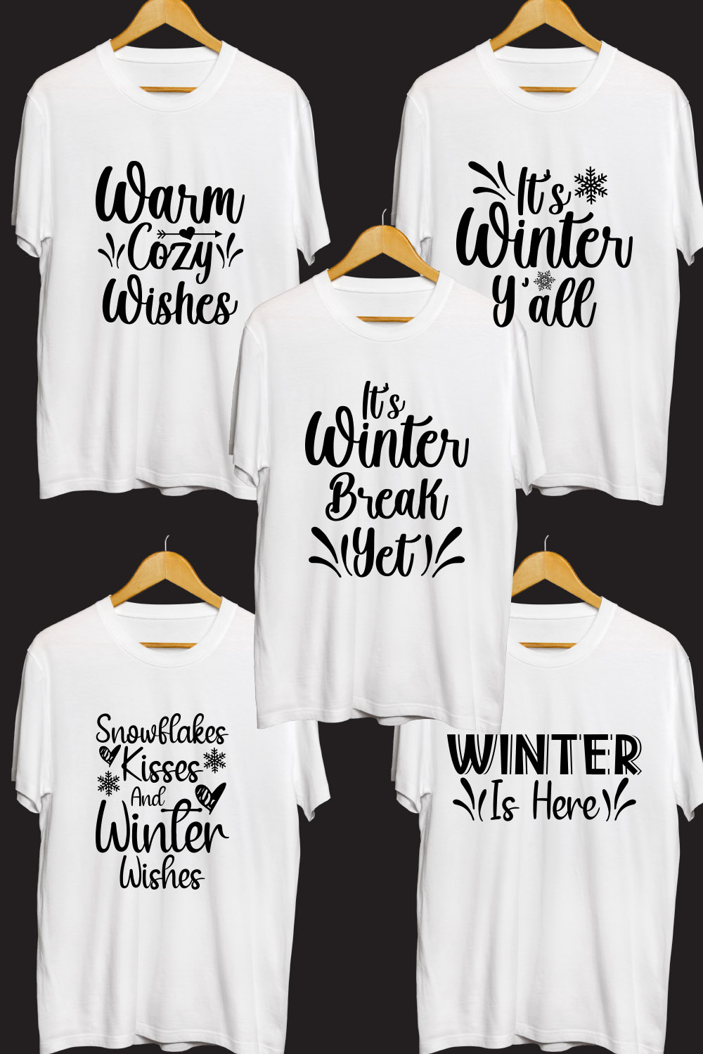 Winter SVG T Shirt Designs Bundle pinterest preview image.